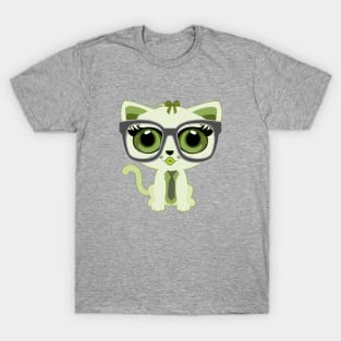 Kitten Nerd - Green T-Shirt